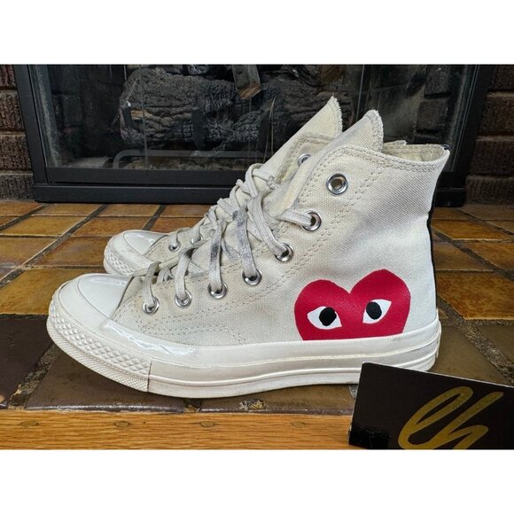 Mens 5 Comme des Garçons Play Chuck 70 High Milk Chuck Taylor All Star 150205c - Picture 8 of 9